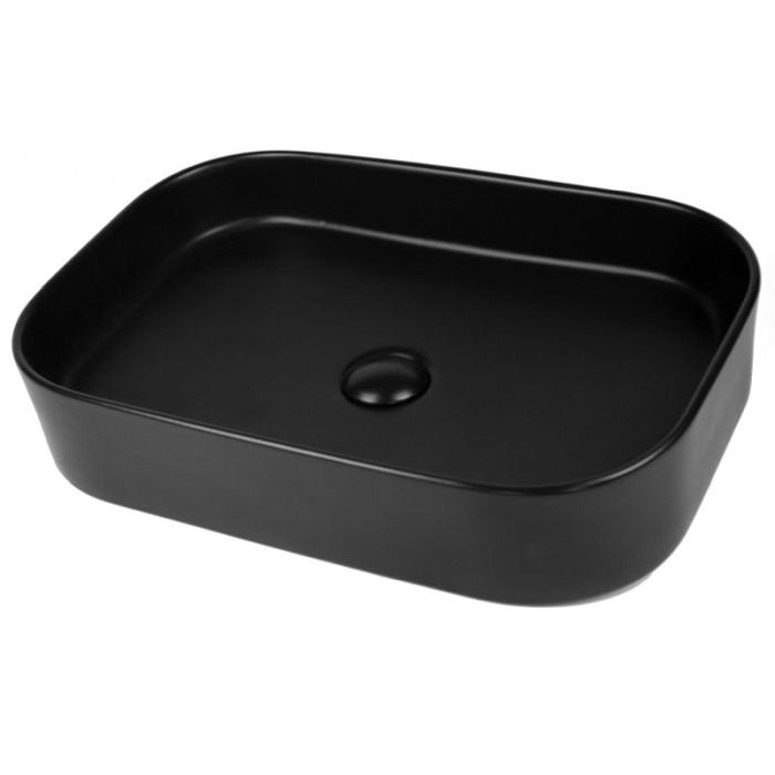 Lavoar pe blat Fluminia, Capri 55, dreptunghiular, 55 x 38cm, negru mat [1]
