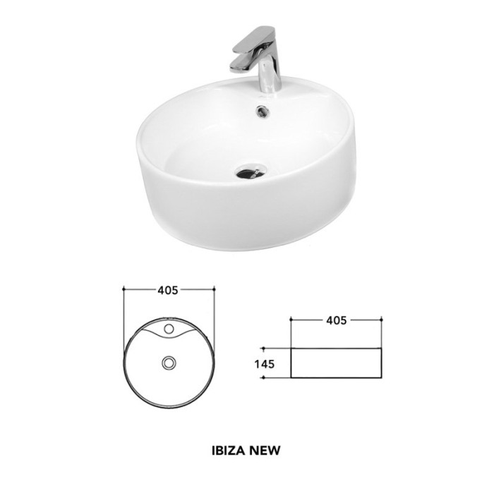Lavoar pe blat Fluminia, Ibiza New, rotund, diametru 40.5 cm, alb [2]
