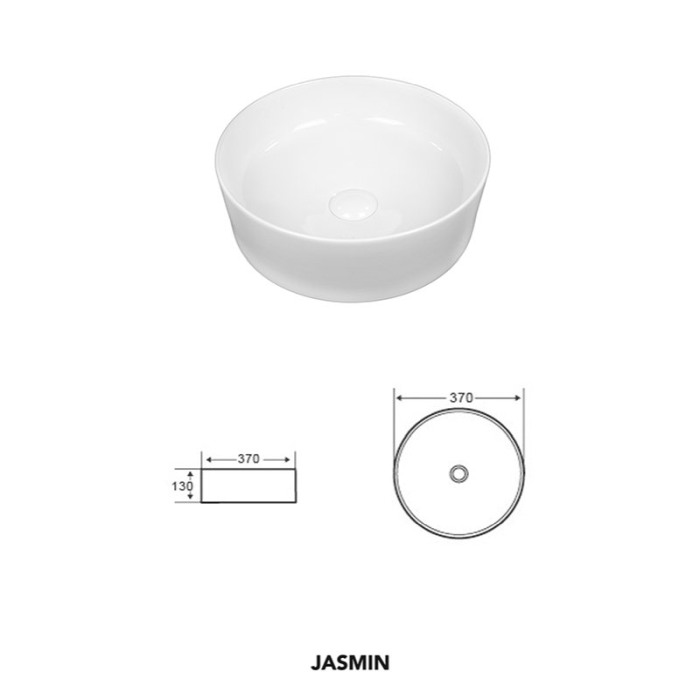 Lavoar pe blat, Fluminia, Jasmin, rotund, diametru 37,5 cm, alb [2]