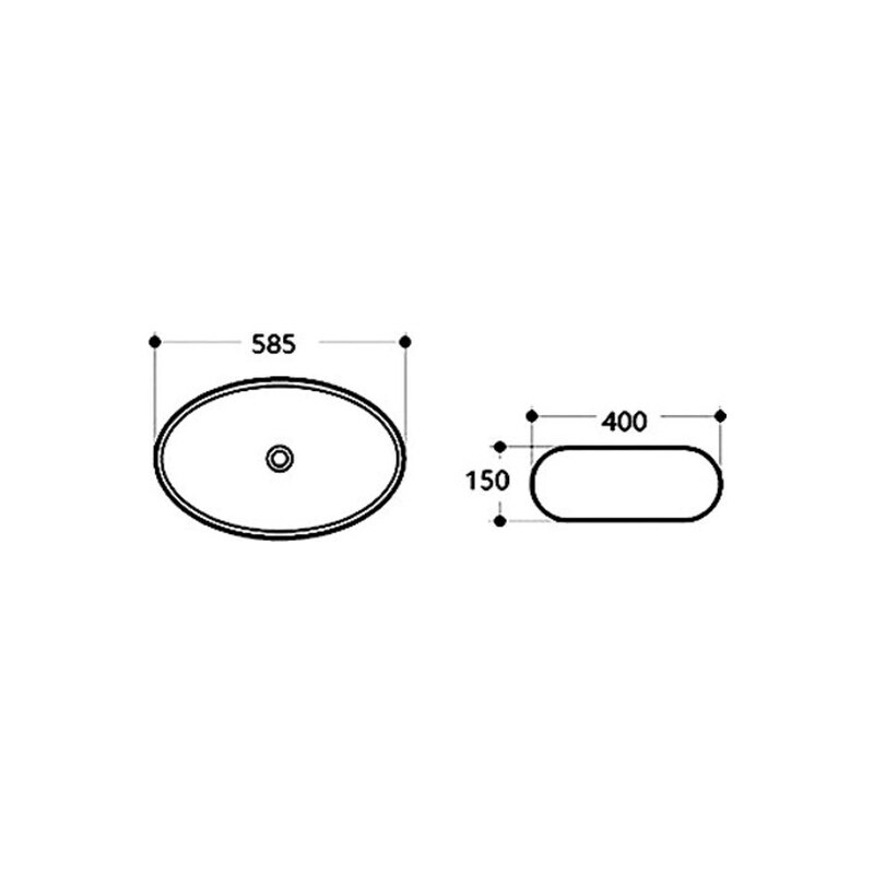 Lavoar pe blat Fluminia, Lheea, oval, 58.5 x 40 cm, negru mat [3]