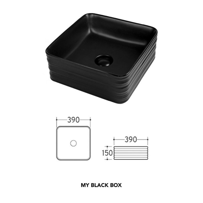 Lavoar pe blat, Fluminia, My Black Box, patrat, 39 x 39 cm, cu ventil, negru mat [2]