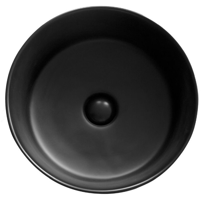 Lavoar pe blat, Fluminia, My Black Circle, rotund, diametru 41 cm, cu ventil, negru mat [3]