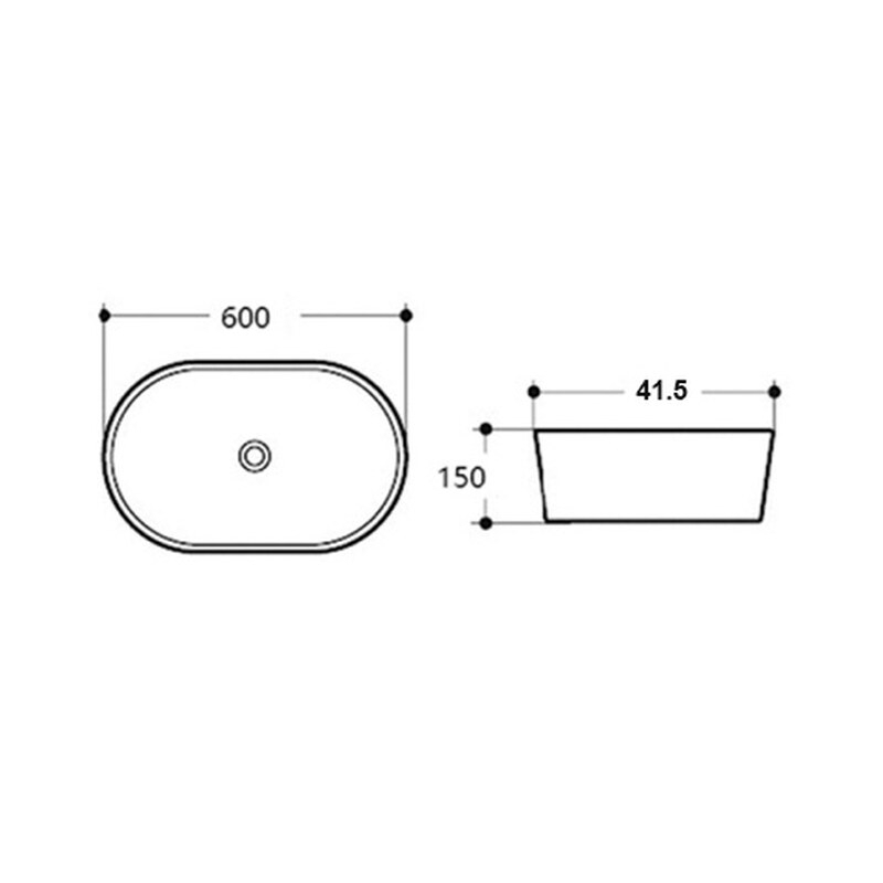 Lavoar pe blat Fluminia, Odera, oval, 60 x 41.5 cm, negru mat [3]