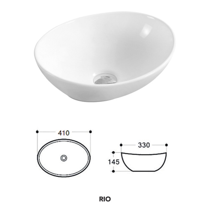 Lavoar pe blat, Fluminia, Rio, oval, 40 x 33 cm, alb mat [2]