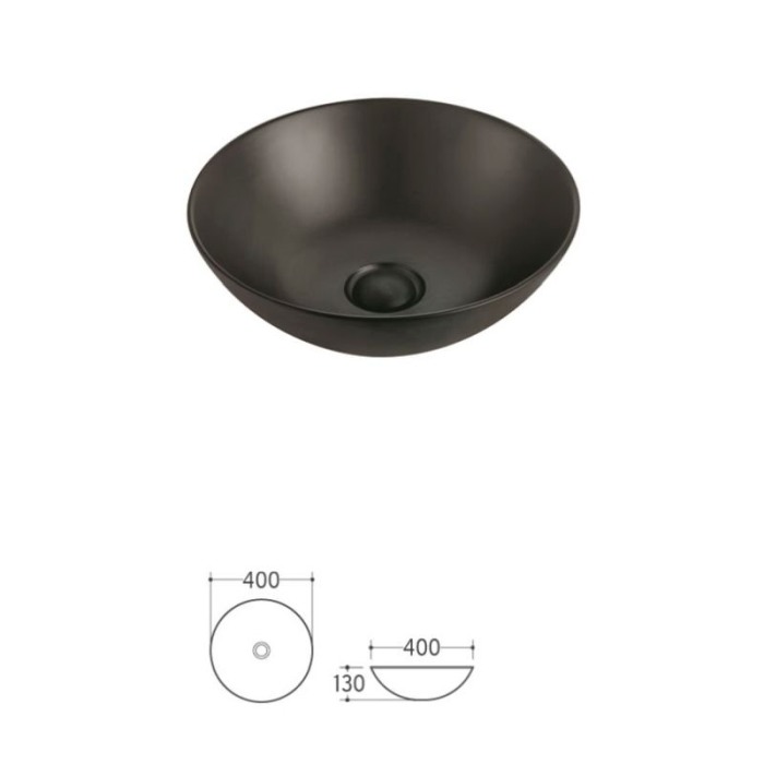 Lavoar pe blat Fluminia, Sexy Black, rotund, diametru 40 cm, negru mat [2]