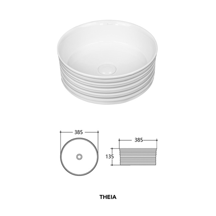Lavoar pe blat Fluminia, Theia, rotund, diametru 38.5 cm, alb [2]