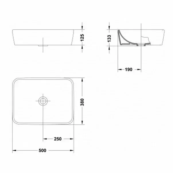 Lavoar pe blat Gala Emma Square dreptunghiular alb lucios 50 cm [4]