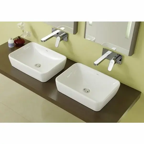 Lavoar pe blat Gala Emma Square dreptunghiular alb lucios 50 cm [1]