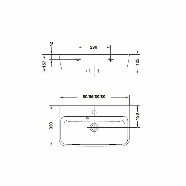 Lavoar pe blat Gala Emma Square dreptunghiular alb lucios 60 cm [3]