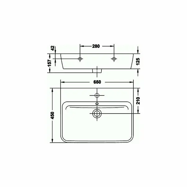 Lavoar pe blat Gala Emma Square dreptunghiular alb lucios 65 cm [3]