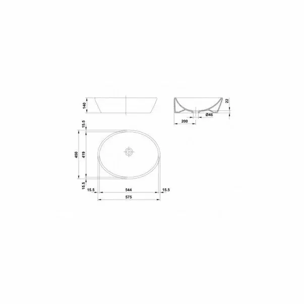 Lavoar pe blat Gala Soft fara orificiu baterie 57.5x45 cm [2]
