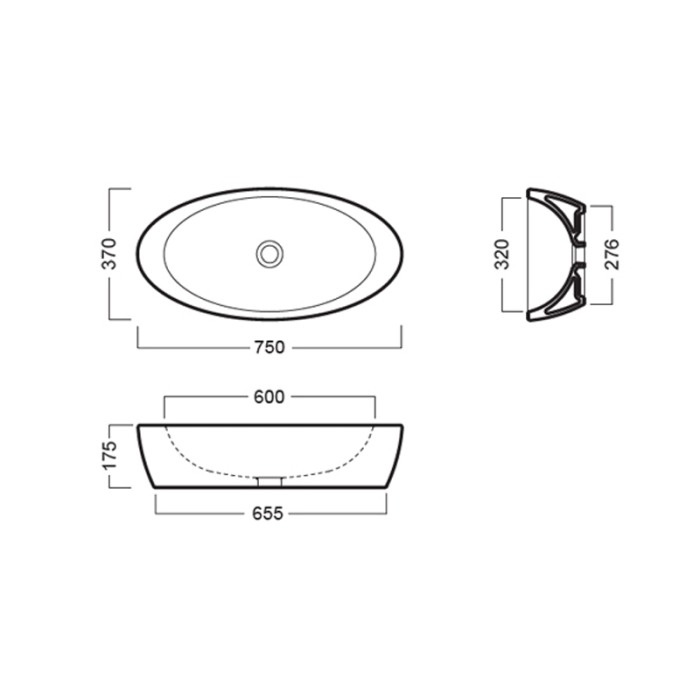 Lavoar pe blat Hatria, Nido, 75 cm, oval, alb [2]