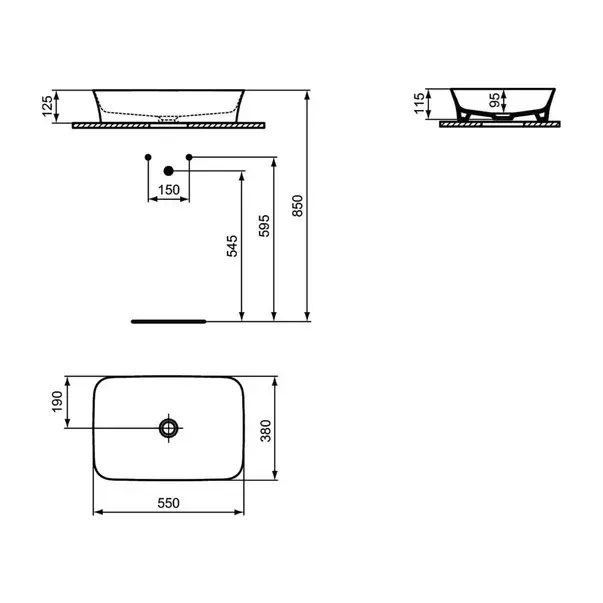 Lavoar pe blat Ideal Standard Atelier Ipalyss 55 cm alb [3]