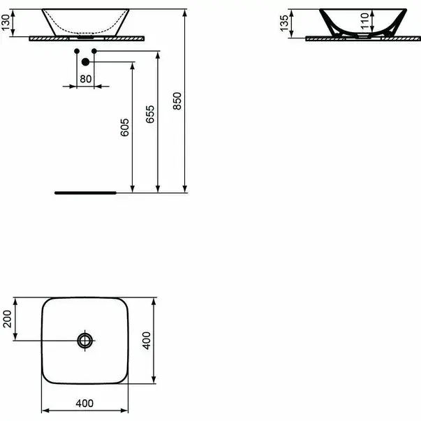 Lavoar pe blat Ideal Standard Connect Air 40x40 [3]