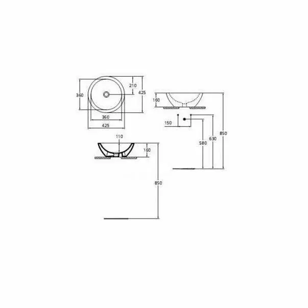 Lavoar pe blat Ideal Standard Strada rotund 42 cm [2]