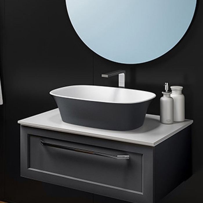 Lavoar pe blat, Kolpasan, Blanche, dreptunghiular, 53 cm, alb / antracit [2]