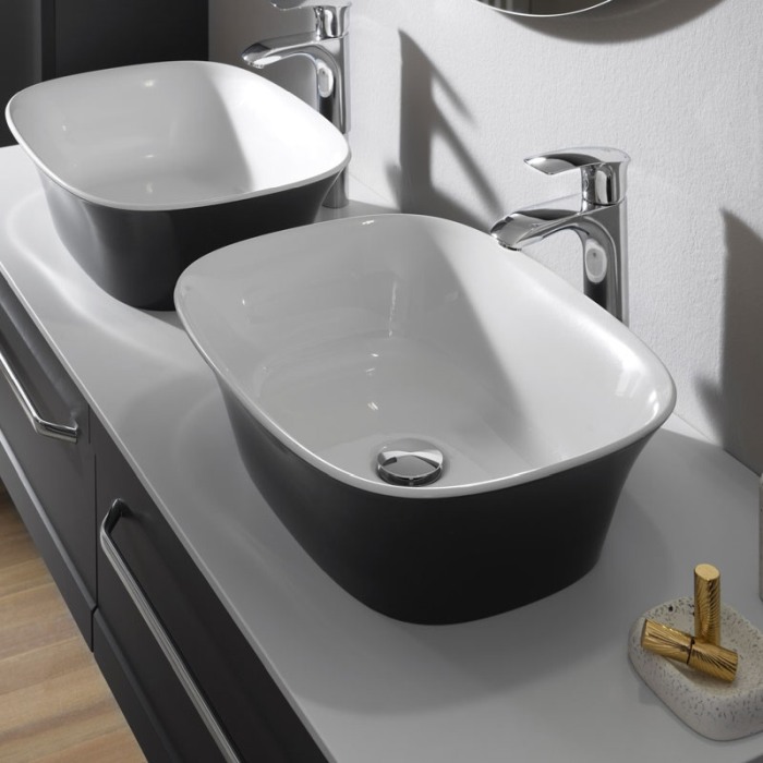 Lavoar pe blat, Kolpasan, Blanche, dreptunghiular, 53 cm, alb / antracit [1]