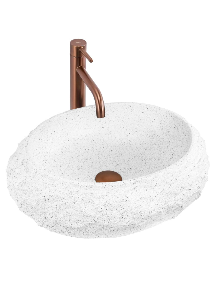 Lavoar pe blat Rea Mika Light Gri 500x380 mm piatră compozită mat oval [10]