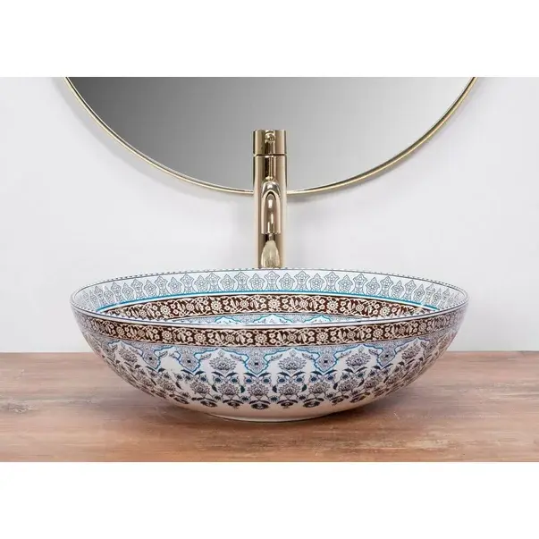 Lavoar pe blat Rea Arte cu motive florale 40 cm albastru/auriu [3]
