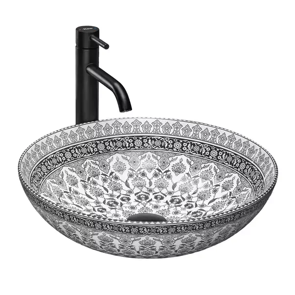 Lavoar pe blat Rea Arte rotund finisaj alb - gri lucios 40 cm [1]