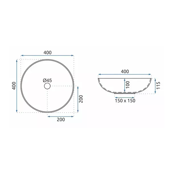 Lavoar pe blat Rea Arte rotund finisaj alb - gri lucios 40 cm [6]