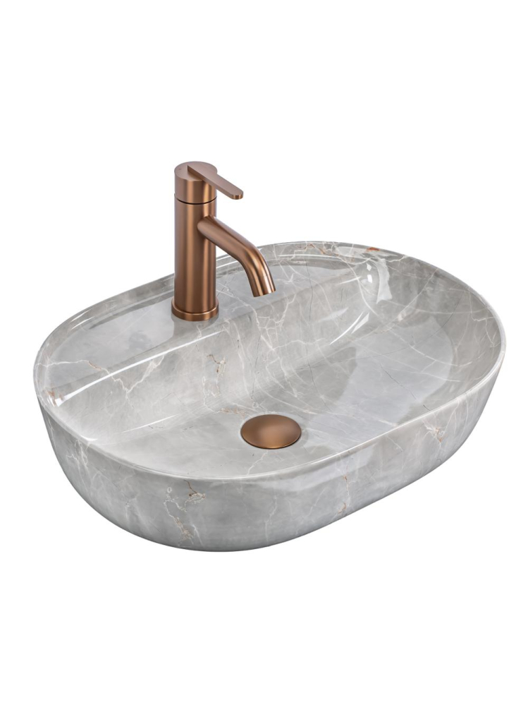 Lavoar pe blat REA Aura 51 Kashmir ceramica sanitara oval 505x385 mm finisaj lucios [3]
