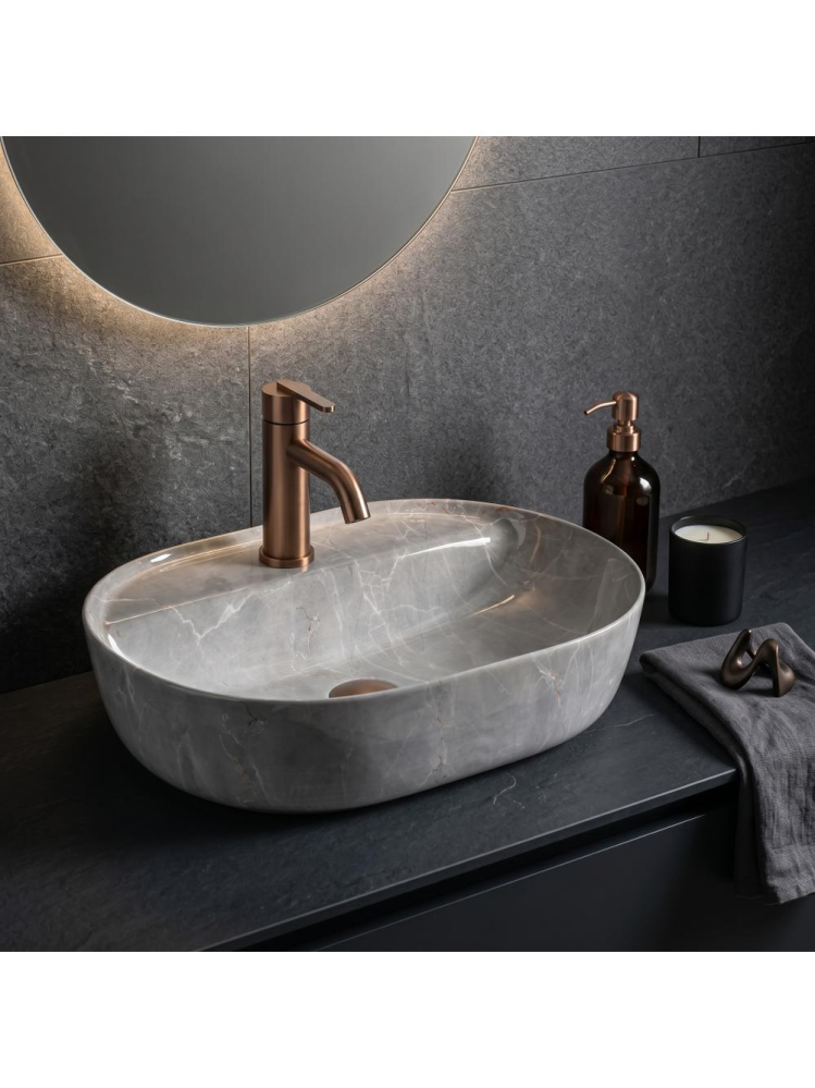 Lavoar pe blat REA Aura 51 Kashmir ceramica sanitara oval 505x385 mm finisaj lucios [9]