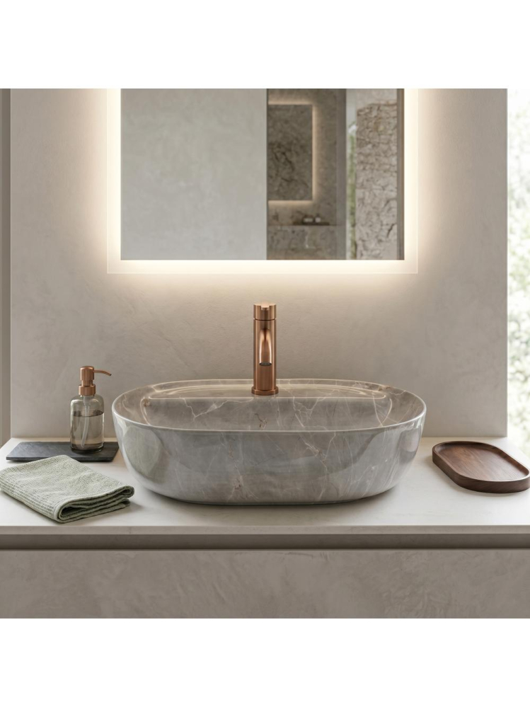 Lavoar pe blat REA Aura 51 Kashmir ceramica sanitara oval 505x385 mm finisaj lucios [6]