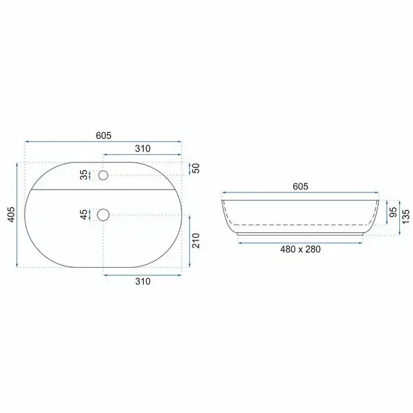 Lavoar pe blat Rea Aura 61 cm [3]
