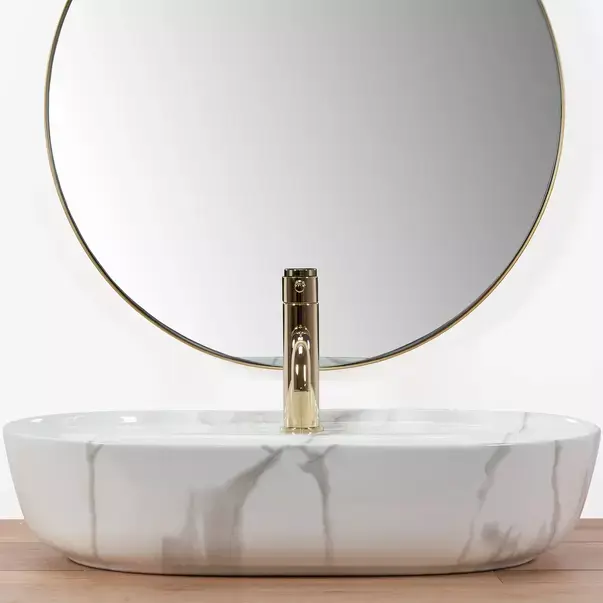 Lavoar pe blat Rea Aura oval finisaj alb marmura lucios 61 cm [6]