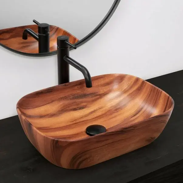Lavoar pe blat Rea Belinda 46 cm stil lemn natural [4]