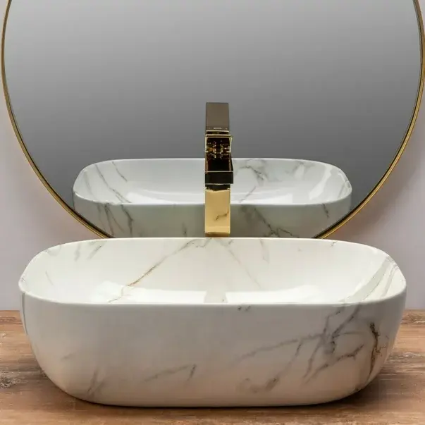 Lavoar pe blat Rea Belinda Aiax marmura alb 46 cm [5]