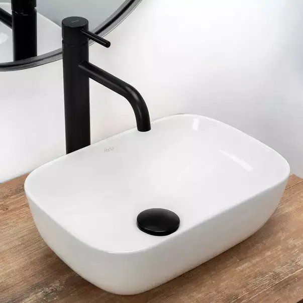 Lavoar pe blat Rea Belinda Mini dreptunghiular finisaj alb lucios 37 cm [2]
