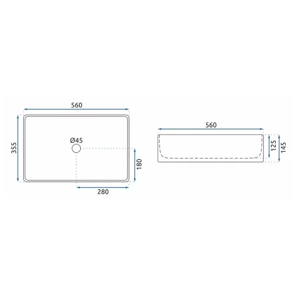 Lavoar pe blat Rea Berta 55 cm alb lucios [2]
