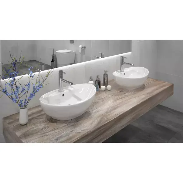 Lavoar pe blat Rea Cindy oval finisaj alb lucios 59 cm [5]