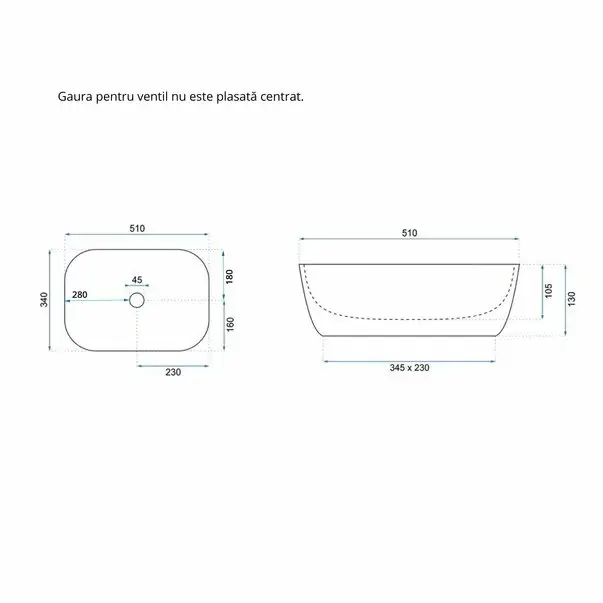 Lavoar pe blat Rea Claudia 51 cm [5]