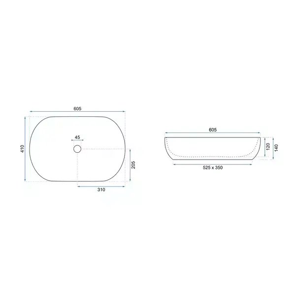 Lavoar pe blat Rea Cleo Aiax oval finisaj alb piatra - negru mat 60 cm [6]