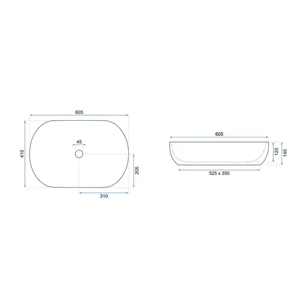 Lavoar pe blat Rea Cleo oval finisaj alb - auriu 60 cm [6]