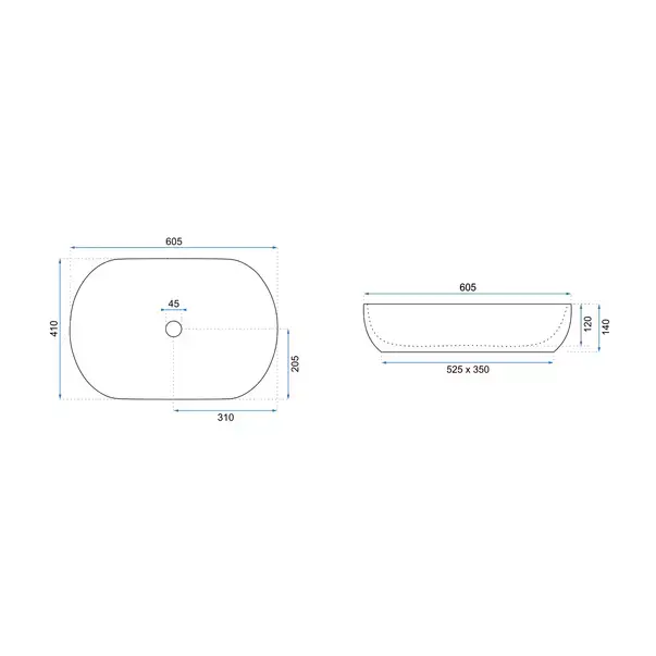 Lavoar pe blat Rea Cleo oval finisaj alb - negru 60 cm [6]