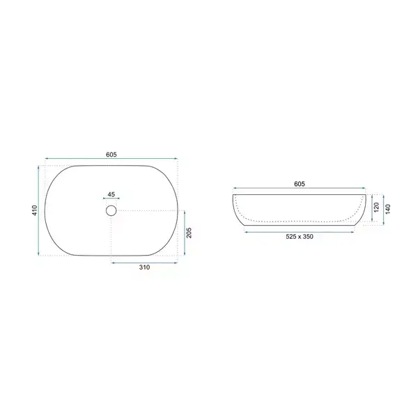 Lavoar pe blat Rea Cleo oval finisaj negru lucios 60 cm [6]