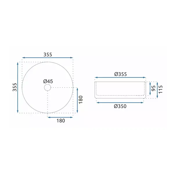 Lavoar pe blat Rea Cristal rotund finisaj sticla transparenta 36 cm [7]