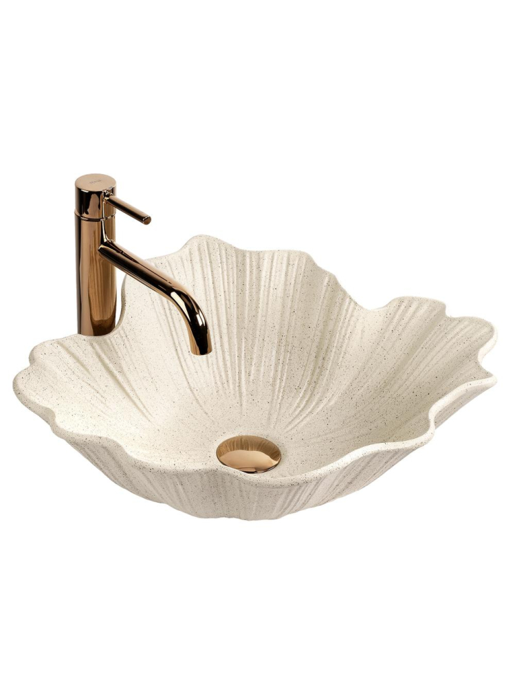 Lavoar pe blat Rea Flower Vanilla mat bej imitatie piatra 475x400x170 mm [11]