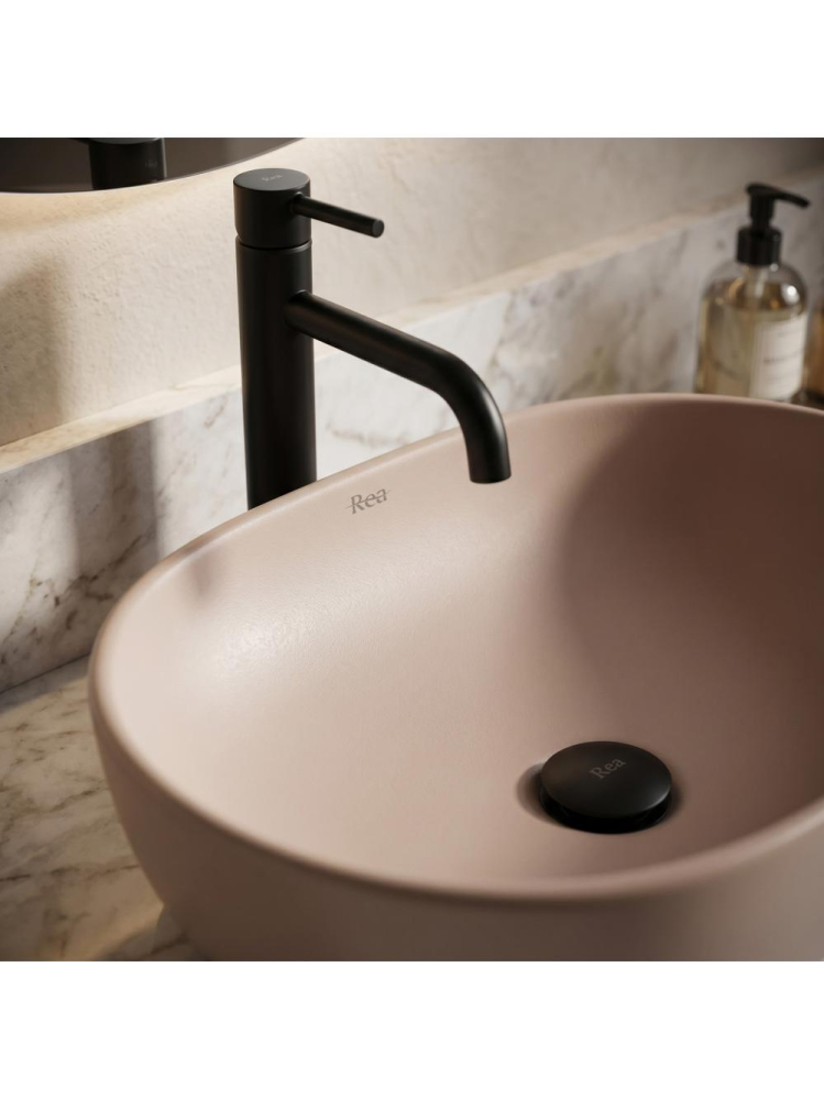 Lavoar pe blat Rea Focus Taupe mat oval ceramica sanitara 485x345 mm [6]