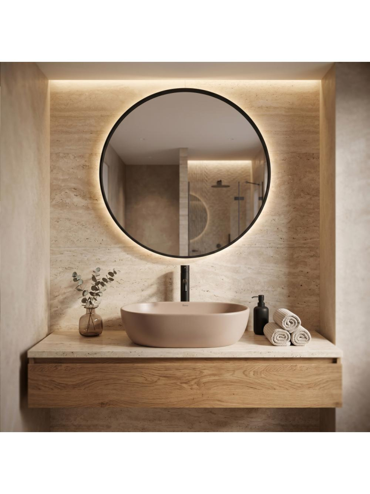 Lavoar pe blat Rea Focus Taupe mat oval ceramica sanitara 485x345 mm [7]