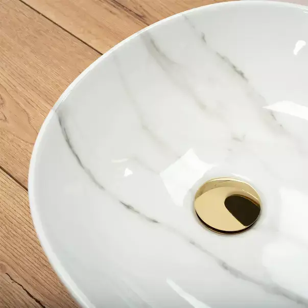 Lavoar pe blat Rea Greta Bianco asimetric finisaj alb piatra lucios 65 cm [6]