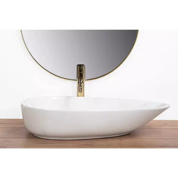 Lavoar pe blat Rea Greta Bianco asimetric finisaj alb piatra lucios 65 cm [4]