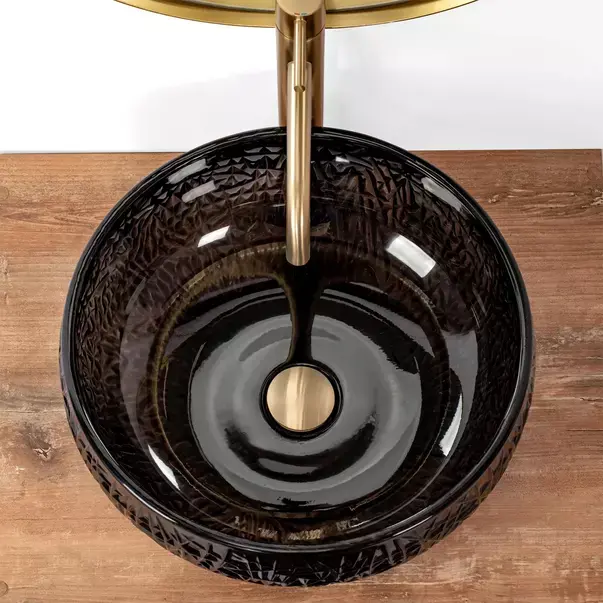 Lavoar pe blat Rea Ice rotund finisaj negru lucios 42 cm [4]