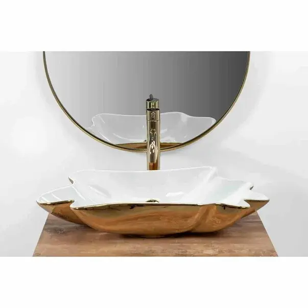 Lavoar pe blat Rea Infinity alb auriu 63 cm cu ventil Click-Clack [5]