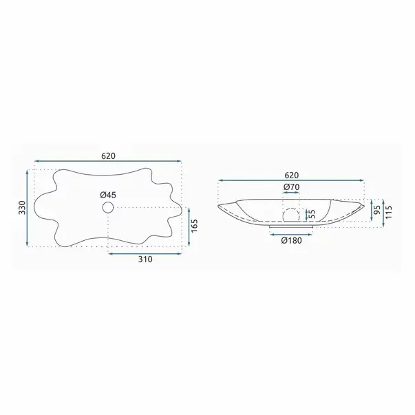 Lavoar pe blat Rea Infinity alb auriu 63 cm cu ventil Click-Clack [2]
