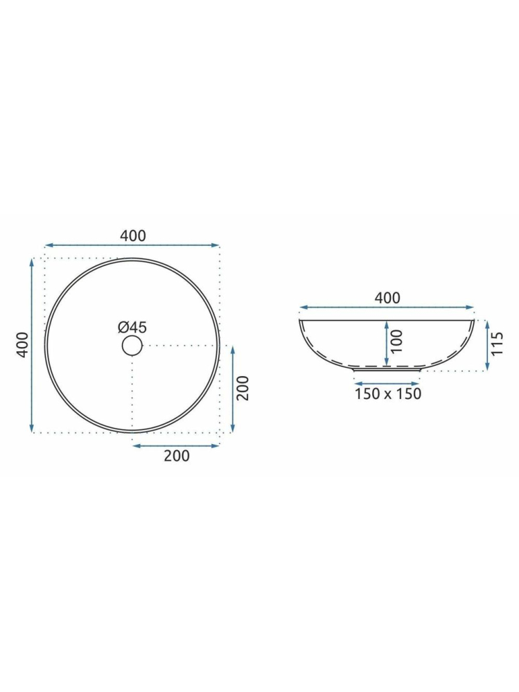 Lavoar pe blat Rea Juliana Brown finisaj mat rotund 400x400 mm ceramica sanitara [9]